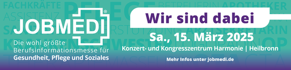 Messebanner Jobmedi mit Datum 15.03.2025